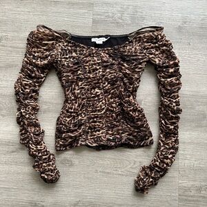 Good American Womens Animal Print Ruched Pullover top Sz S